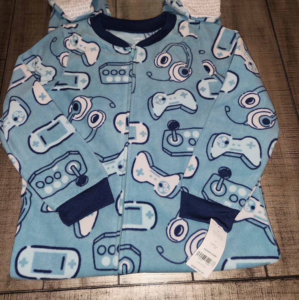 NWT Carter's Teal Video Game Print Footed Pajama